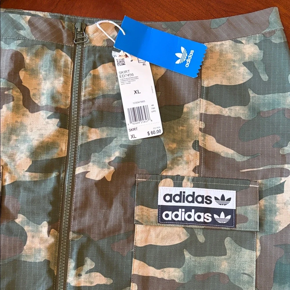 adidas Camo Zip-Front Utility Skirt in Green and Brown - Picture 3 of 9